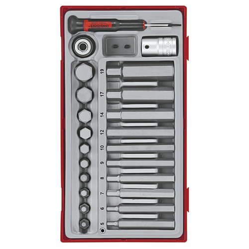 Teng 23Pce Hex Bits Set 5-19Metric - TC-TRAY