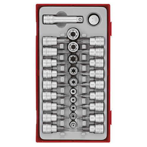 Teng 30Pce 1/4&3/8" Dr. TX,TPX & TX-E Bit Socket Set - TC-TRAY