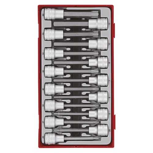 Teng 15Pce 1/2" Dr. TX & Hex Long Bits Socket Set - TC-TRAY