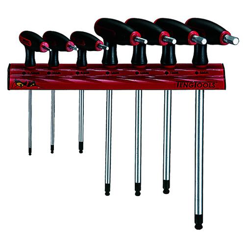 Teng 7Pce T-Handle Metric Hex Set 2.5-8mm W/ Wall Rack