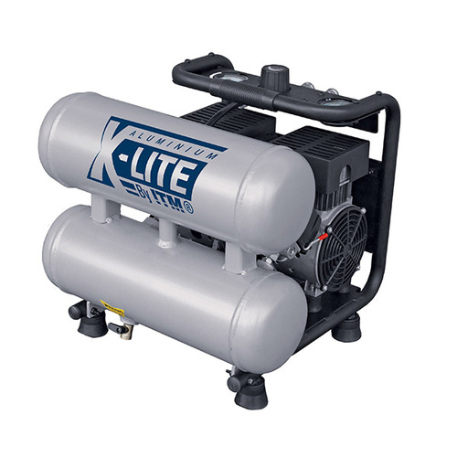 X-Lite Air Compressor Silent 1hp Aluminium Twin Tank 10L FAD 62L/Min