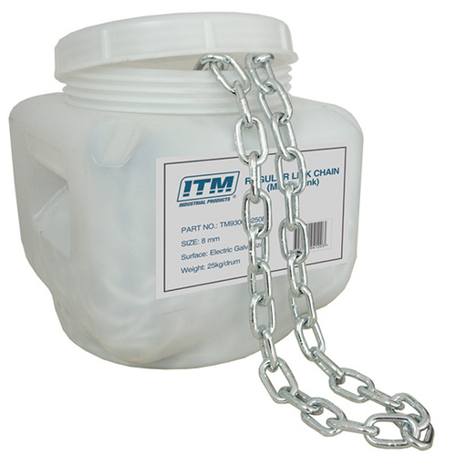 ITM Regular Link Chain, Galvanised, 25Kg Drum, 3mm Body