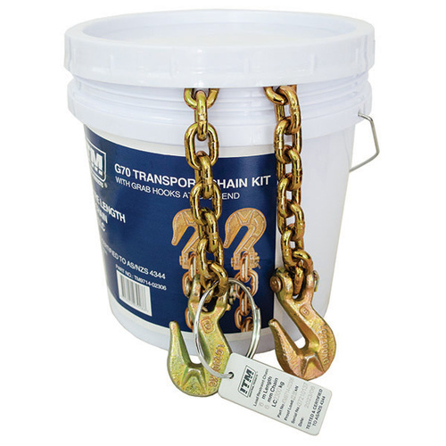 ITM G70 Transport Chain With Grab Hooks At Each End, 2.3 Tonne Lashing Capacity, 6M Length