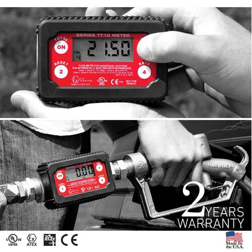 1" BSP Fill-Rite IECEx approved flammable turbine meter with electronic display 8 -132 LPM